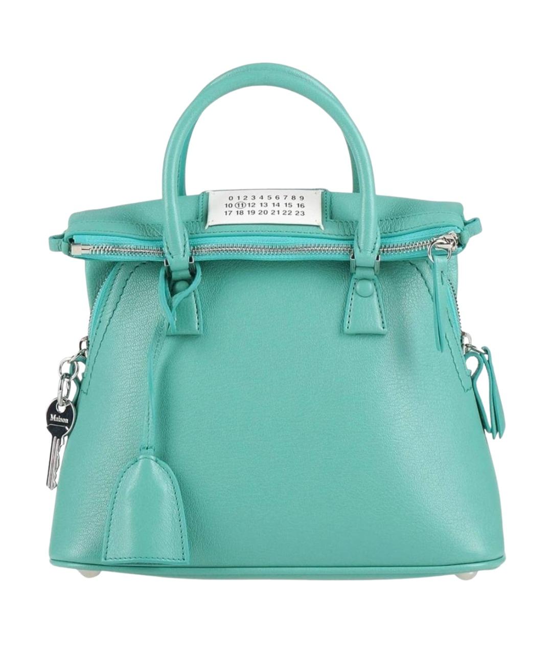 MAISON MARGIELA Бирюзовая кожаная сумка с короткими ручками, фото 1