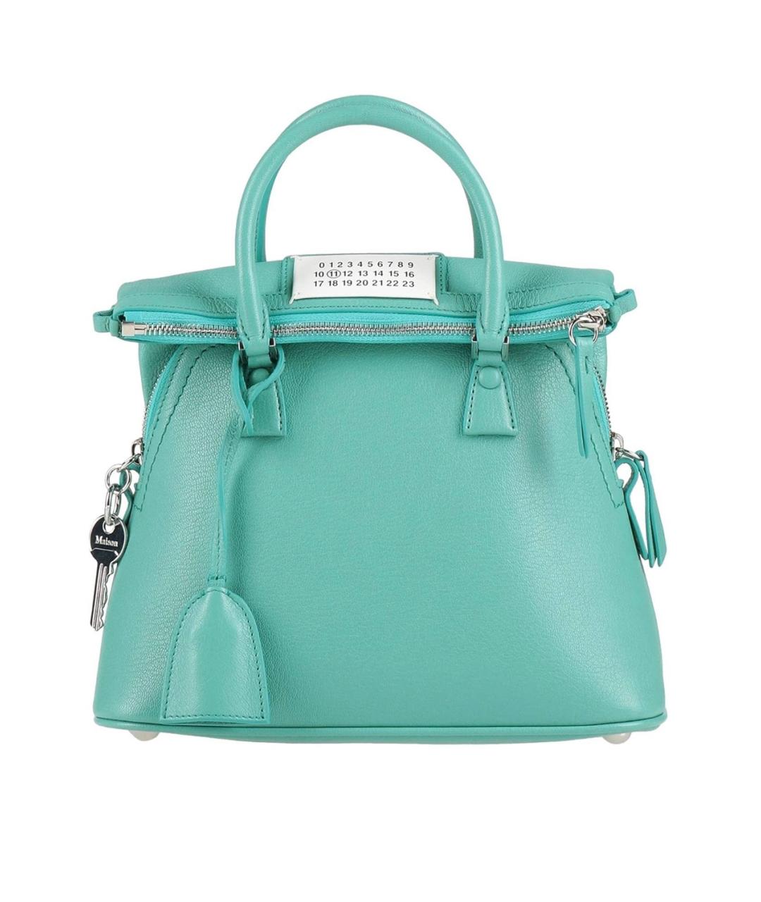 MAISON MARGIELA Бирюзовая кожаная сумка с короткими ручками, фото 4