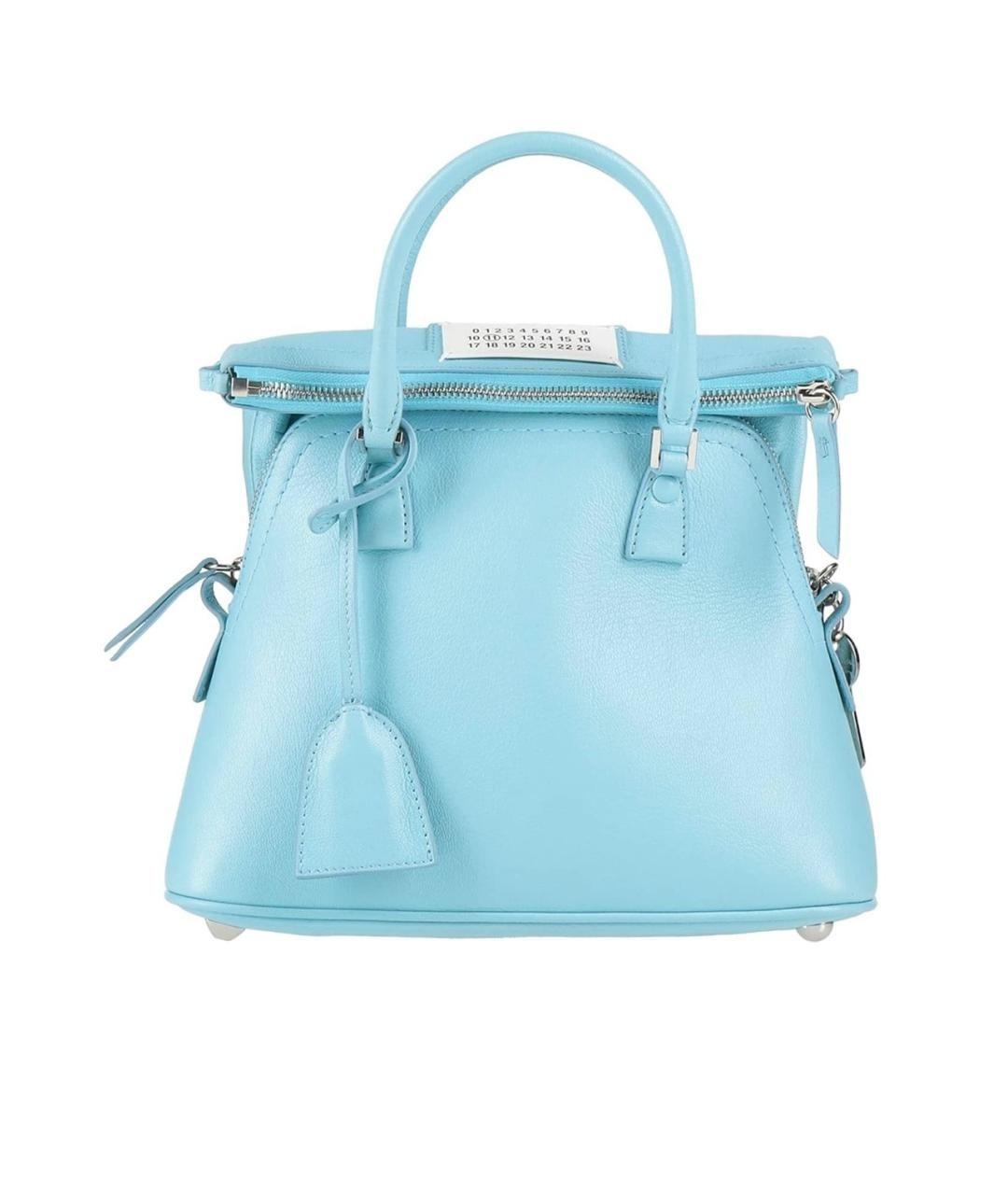 MAISON MARGIELA Голубая кожаная сумка с короткими ручками, фото 1