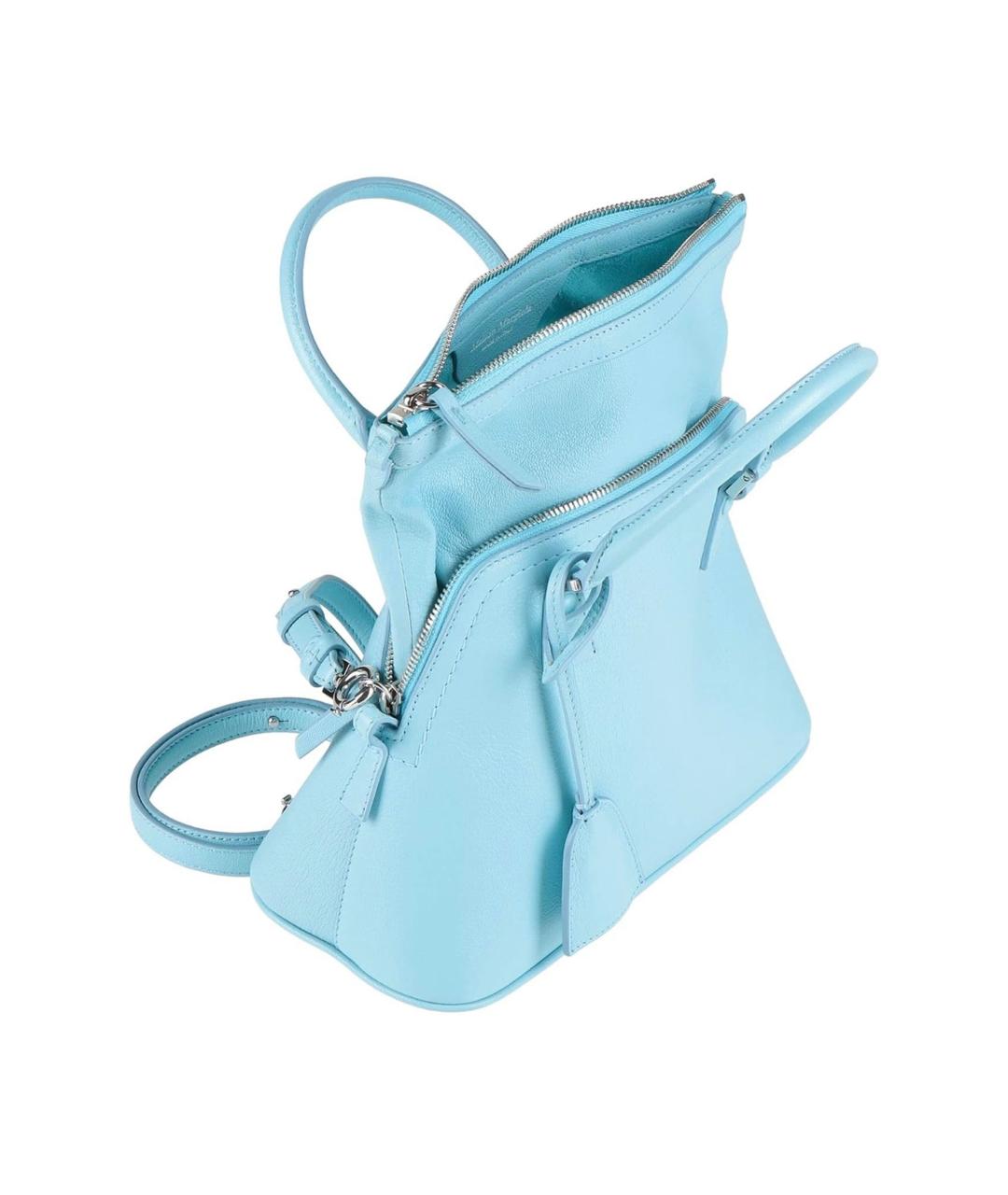 MAISON MARGIELA Голубая кожаная сумка с короткими ручками, фото 2
