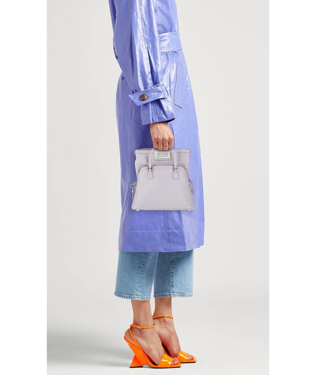 MAISON MARGIELA Фиолетовая кожаная сумка с короткими ручками, фото 3