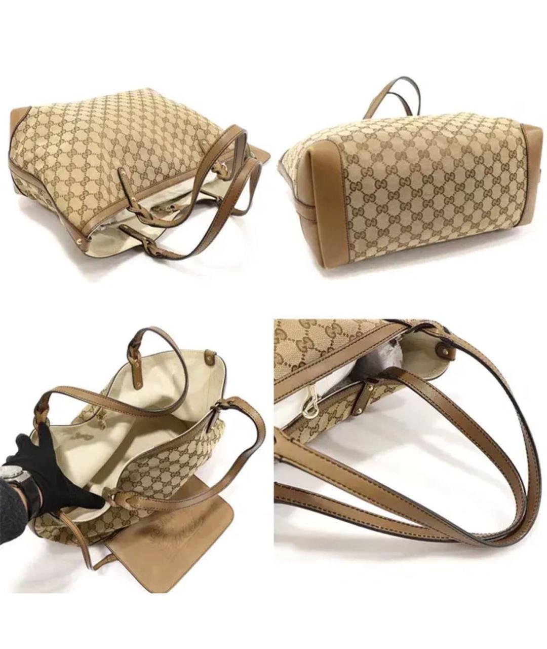 GUCCI Бежевая кожаная сумка с короткими ручками, фото 4