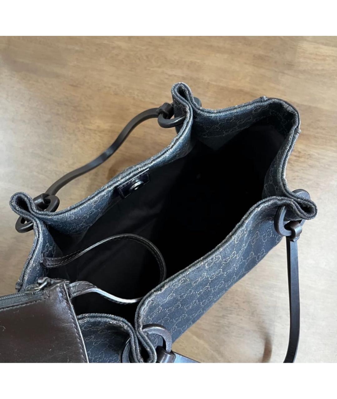 GUCCI Черная деним сумка тоут, фото 5