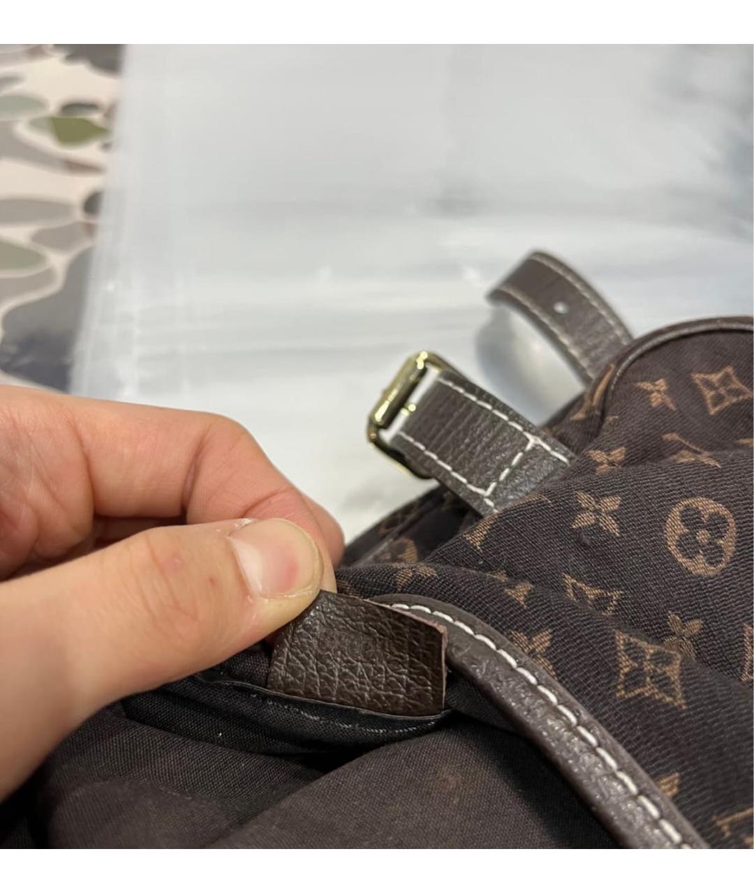 LOUIS VUITTON Коричневая тканевая сумка через плечо, фото 4