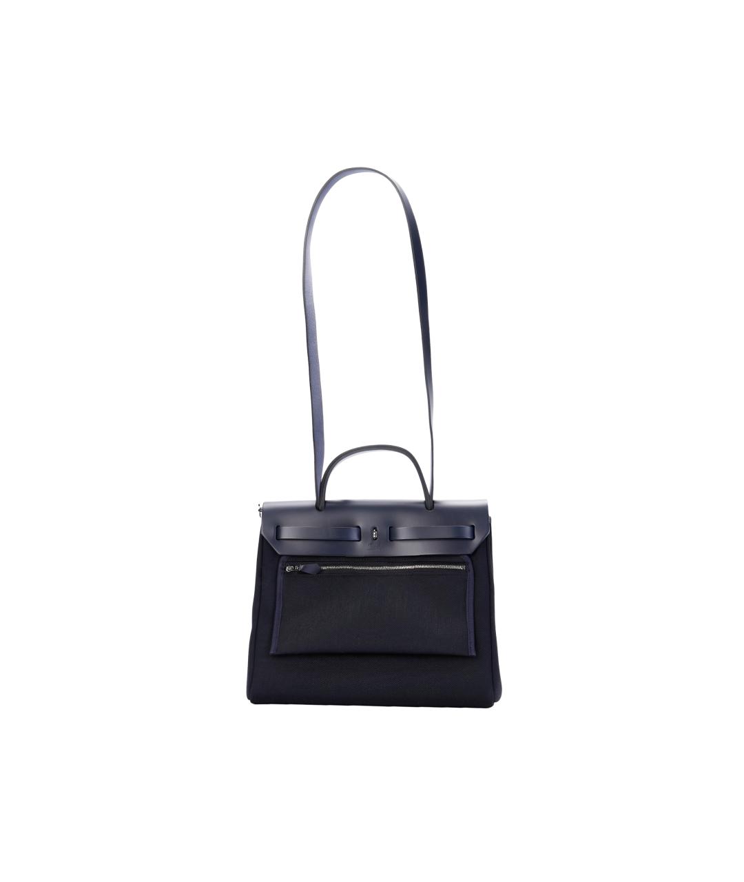 HERMES Черная тканевая сумка с короткими ручками, фото 6
