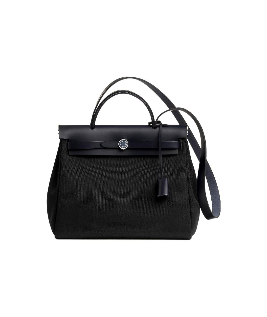 HERMES Черная тканевая сумка с короткими ручками, фото 1