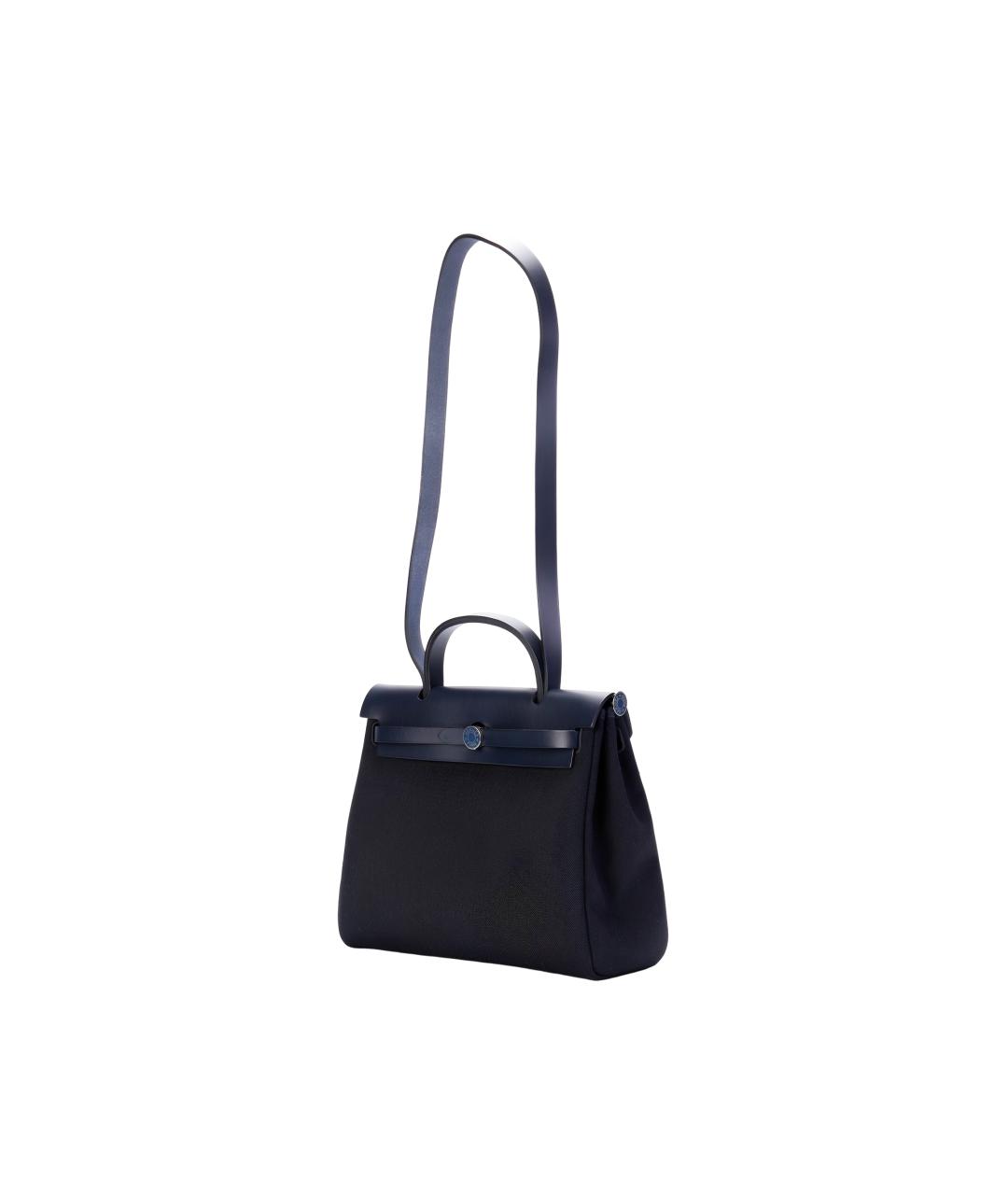 HERMES Черная тканевая сумка с короткими ручками, фото 4