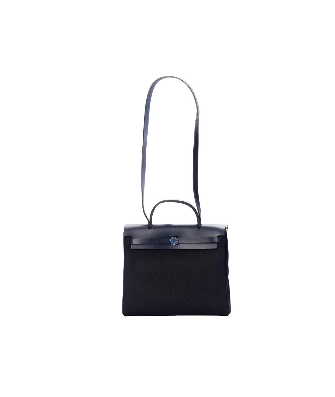 HERMES Черная тканевая сумка с короткими ручками, фото 2