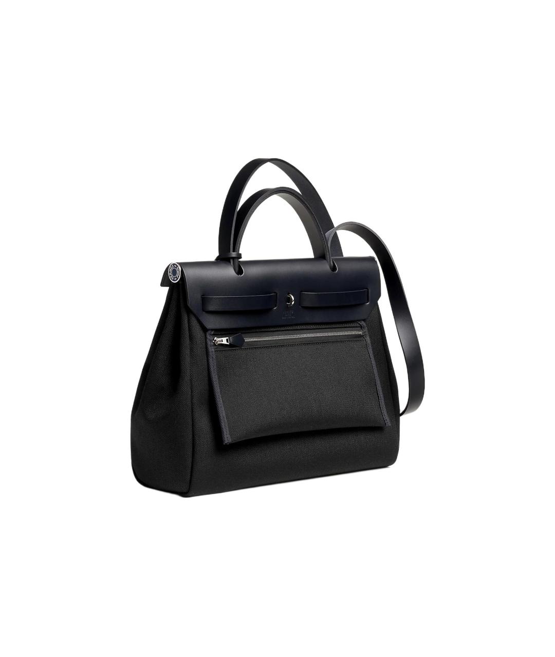 HERMES Черная тканевая сумка с короткими ручками, фото 5