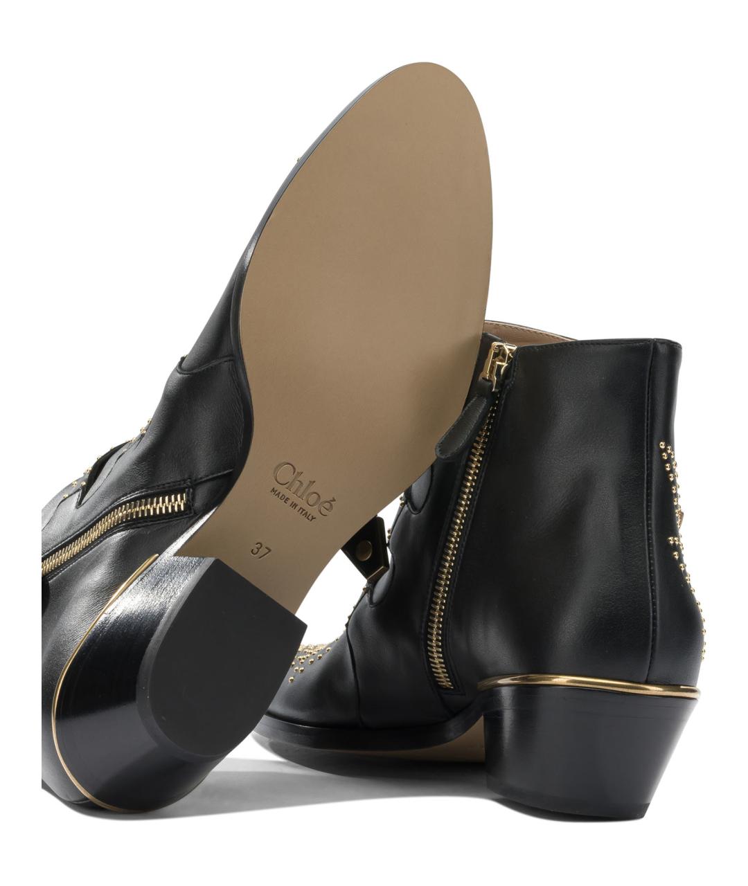 CHLOE Черные кожаные ботильоны, фото 5