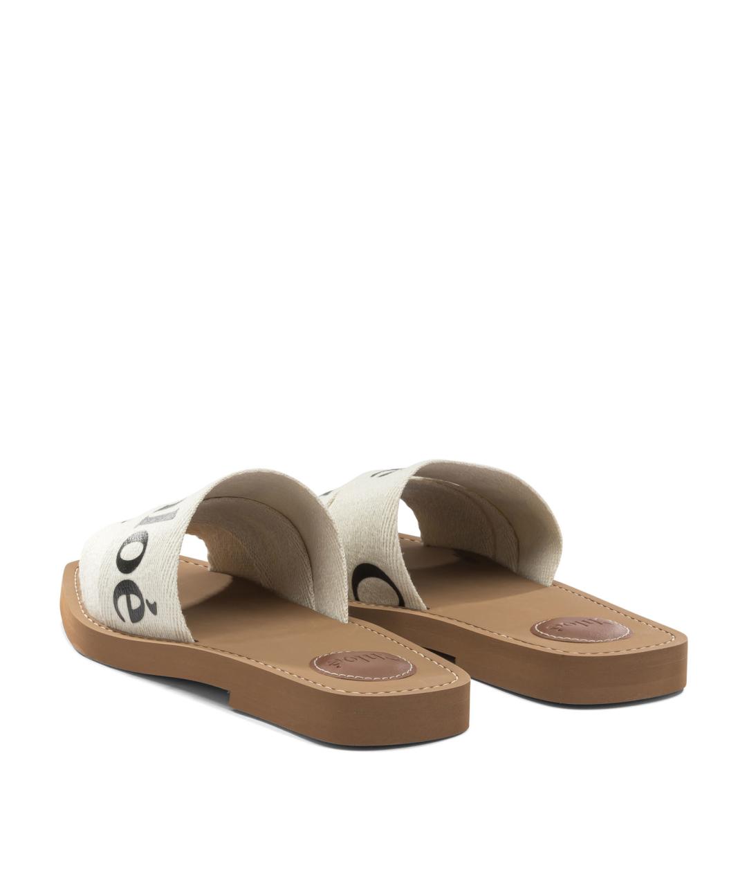 CHLOE Белые текстильные шлепанцы, фото 4