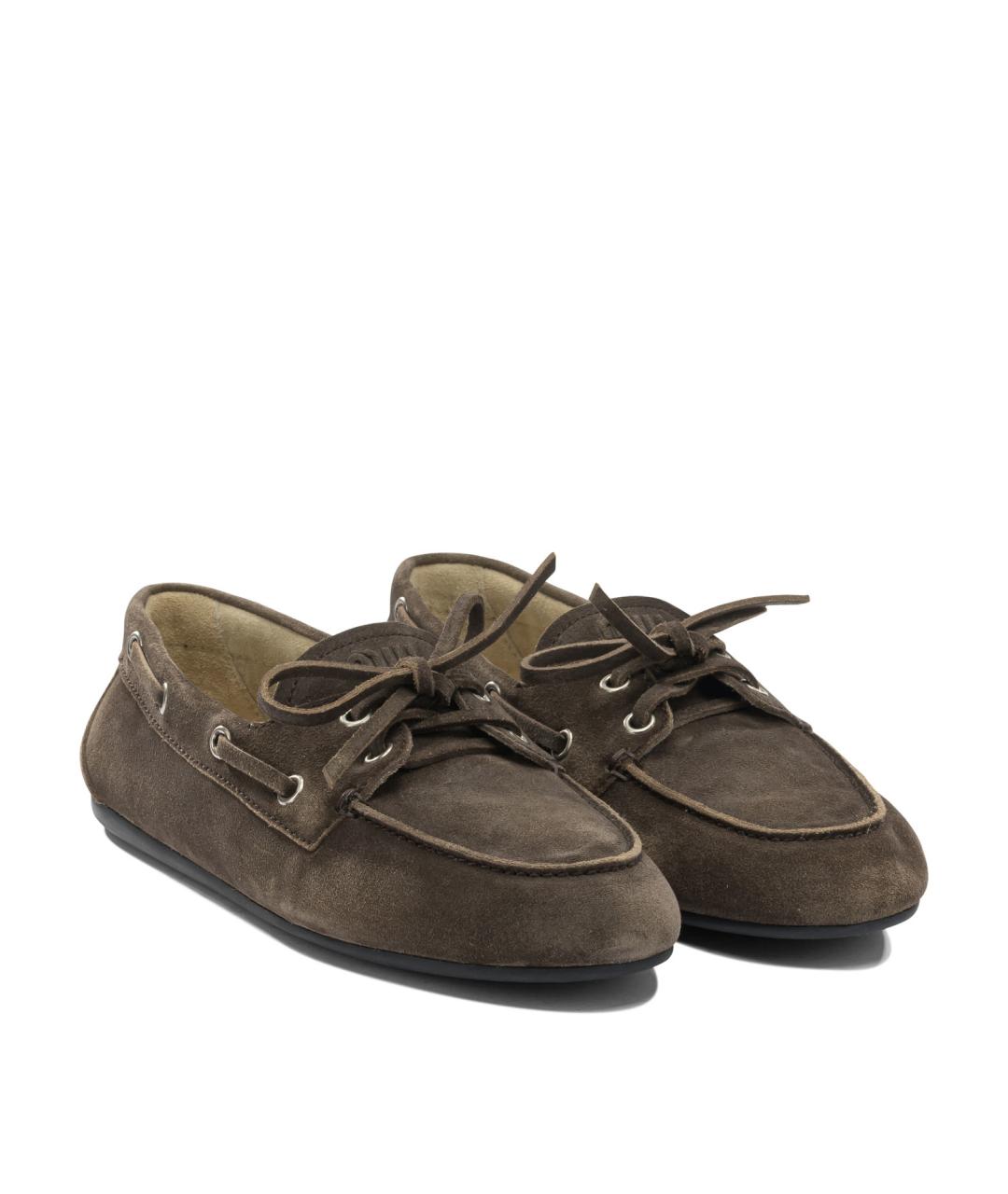 MIU MIU Коричневые кожаные лоферы, фото 2