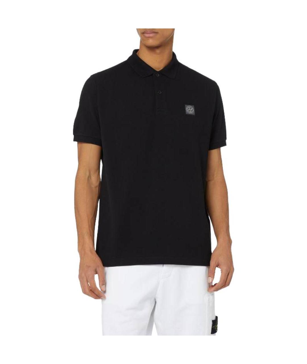 STONE ISLAND Черное поло с коротким рукавом, фото 3