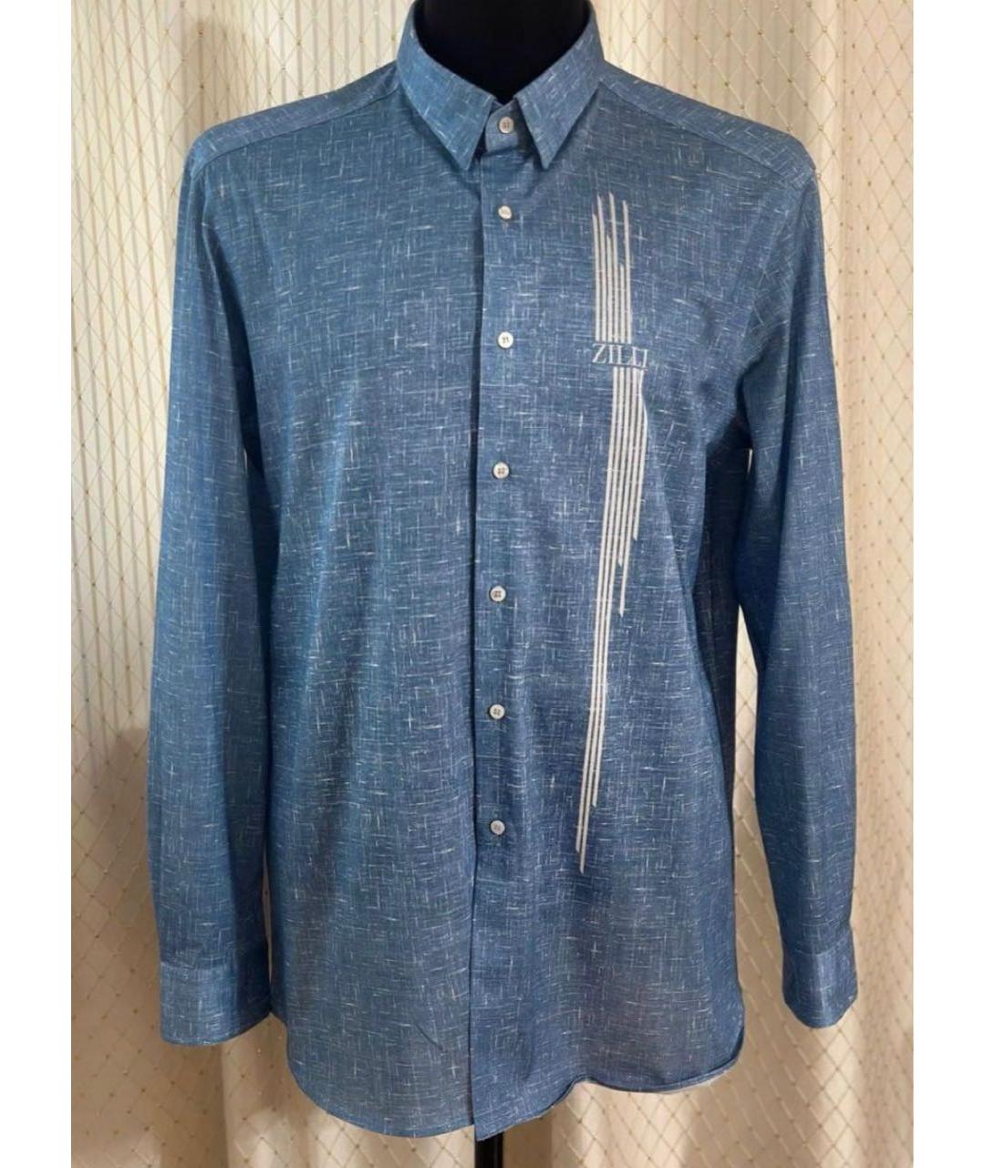 ZILLI Синяя хлопковая кэжуал рубашка, фото 5