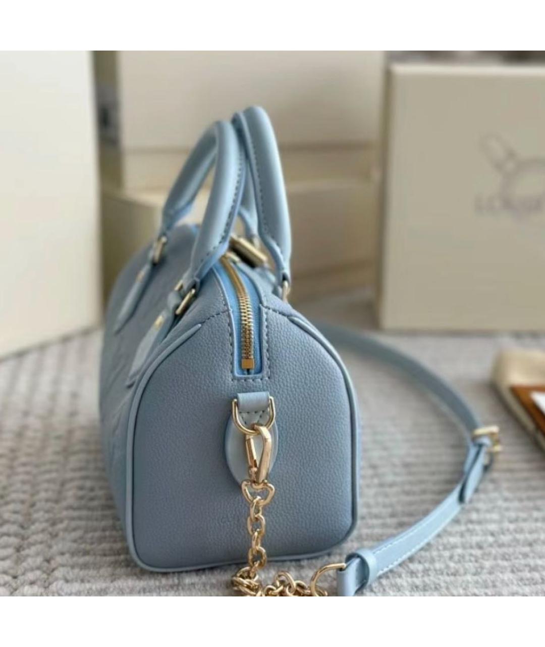 LOUIS VUITTON Голубая кожаная сумка с короткими ручками, фото 6