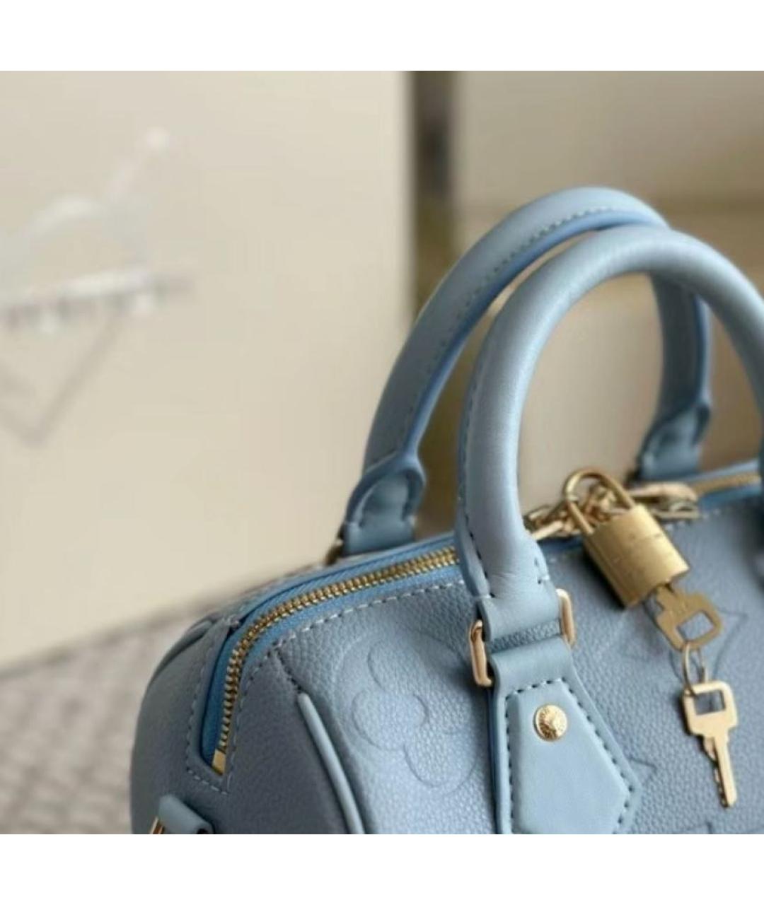 LOUIS VUITTON Голубая кожаная сумка с короткими ручками, фото 7