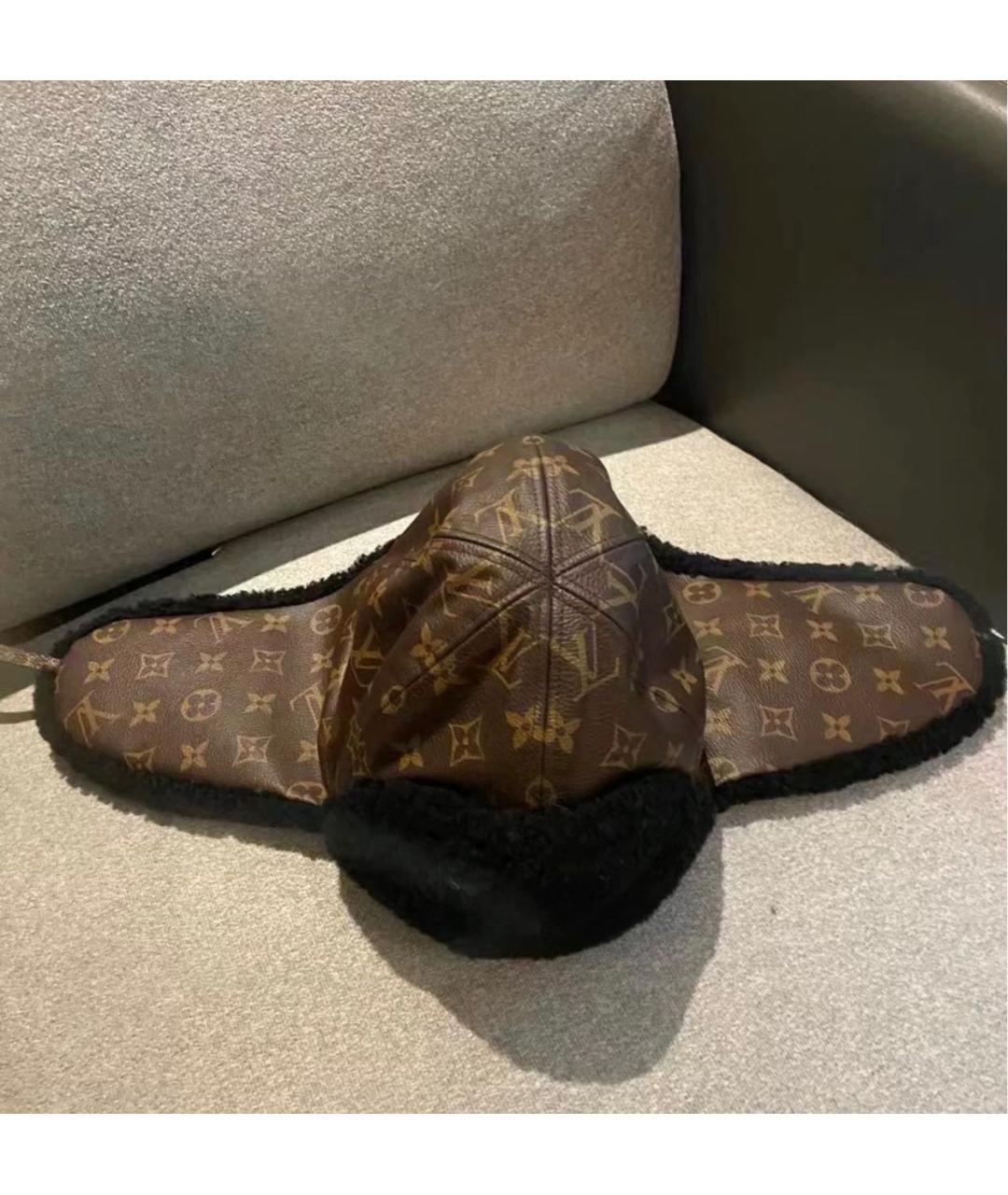 LOUIS VUITTON Коричневая шерстяная шапка, фото 2