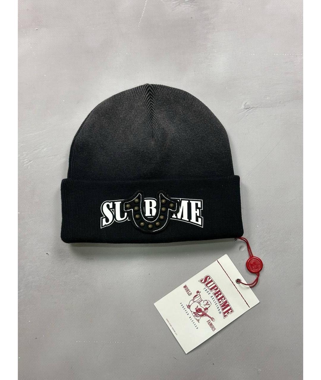 SUPREME Черная хлопковая шапка, фото 2