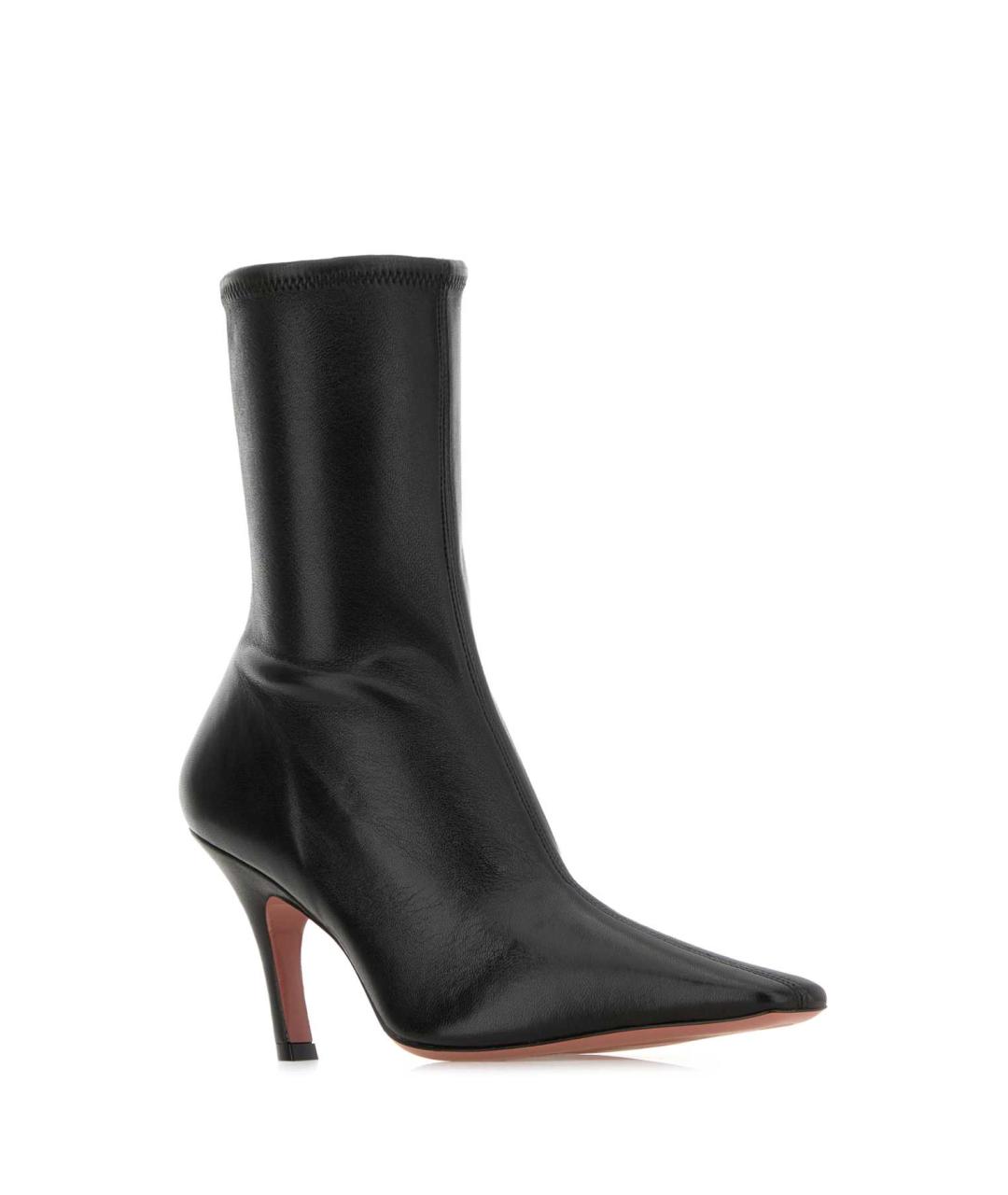 Amina Muaddi Черные кожаные полусапоги, фото 2