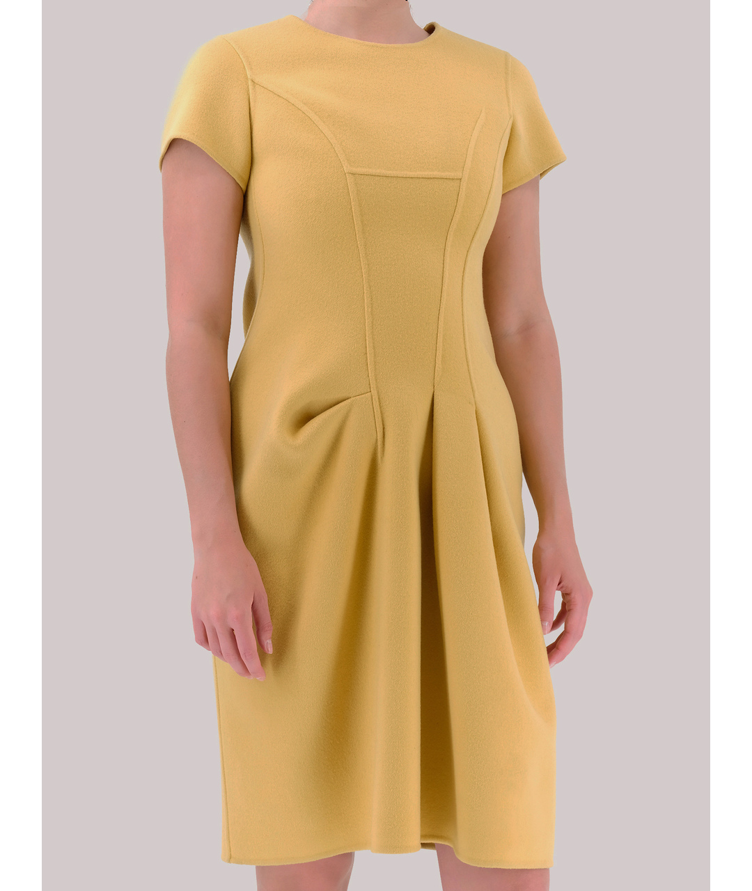 JIL SANDER Желтое шерстяное повседневное платье, фото 2