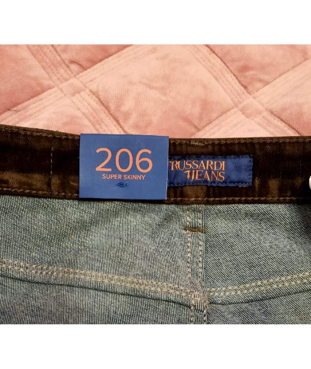 TRUSSARDI JEANS Хаки хлопко-эластановые джинсы слим, фото 3