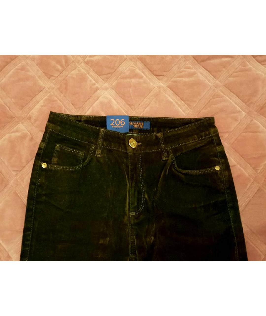 TRUSSARDI JEANS Хаки хлопко-эластановые джинсы слим, фото 6