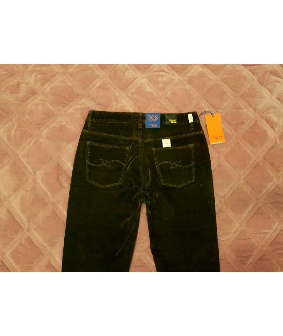 TRUSSARDI JEANS Хаки хлопко-эластановые джинсы слим, фото 5