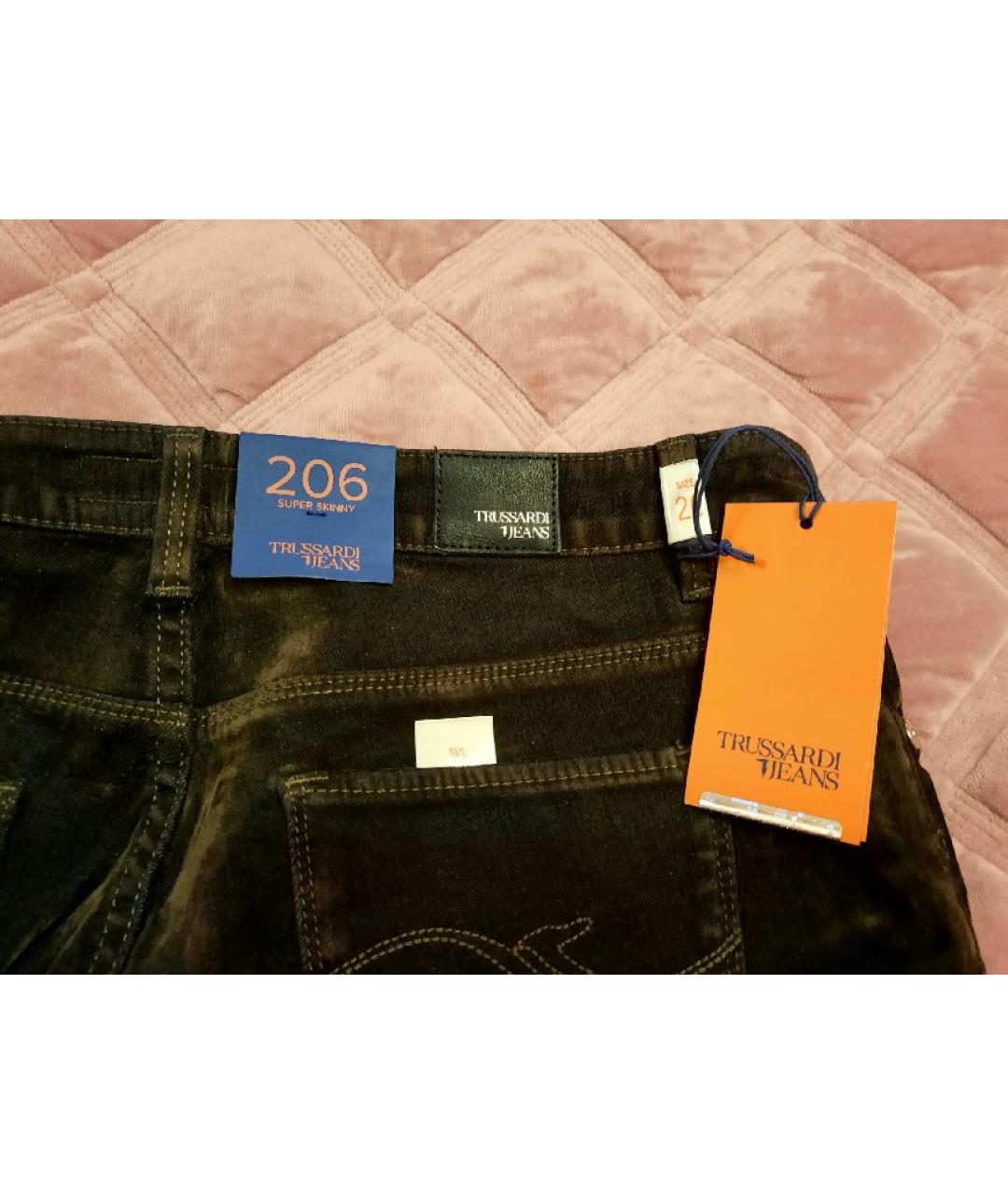 TRUSSARDI JEANS Хаки хлопко-эластановые джинсы слим, фото 4