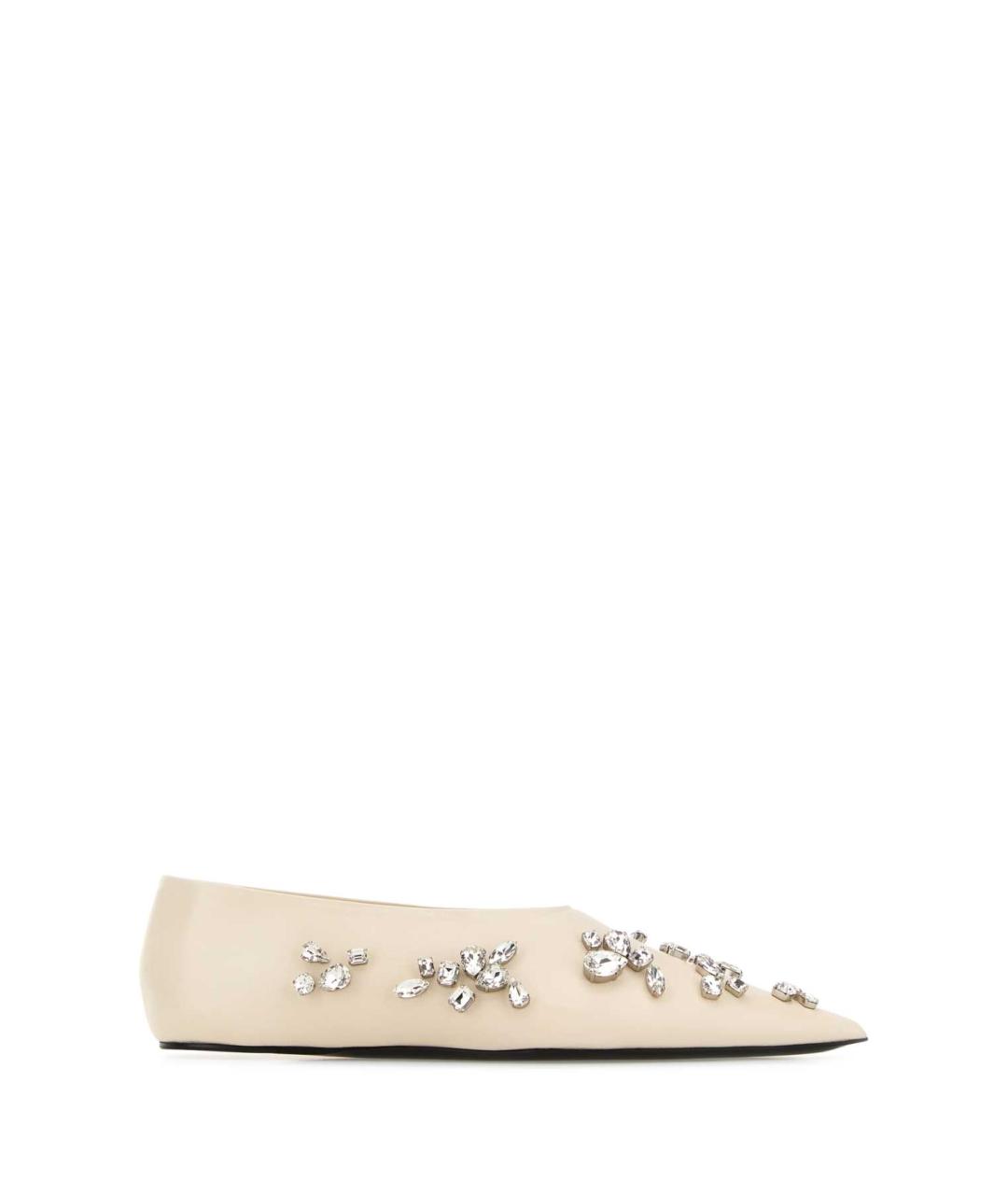 JIL SANDER Бежевые кожаные балетки, фото 1