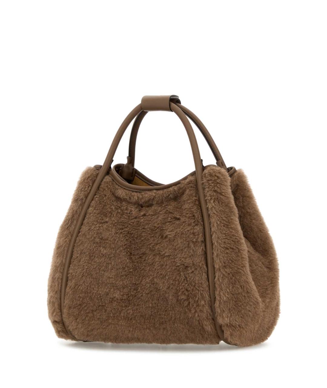 MAX MARA Коричневая тканевая сумка с короткими ручками, фото 2