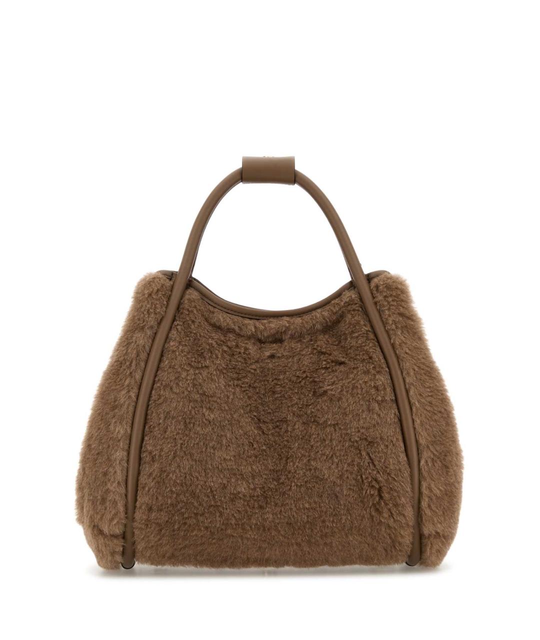 MAX MARA Коричневая тканевая сумка с короткими ручками, фото 1