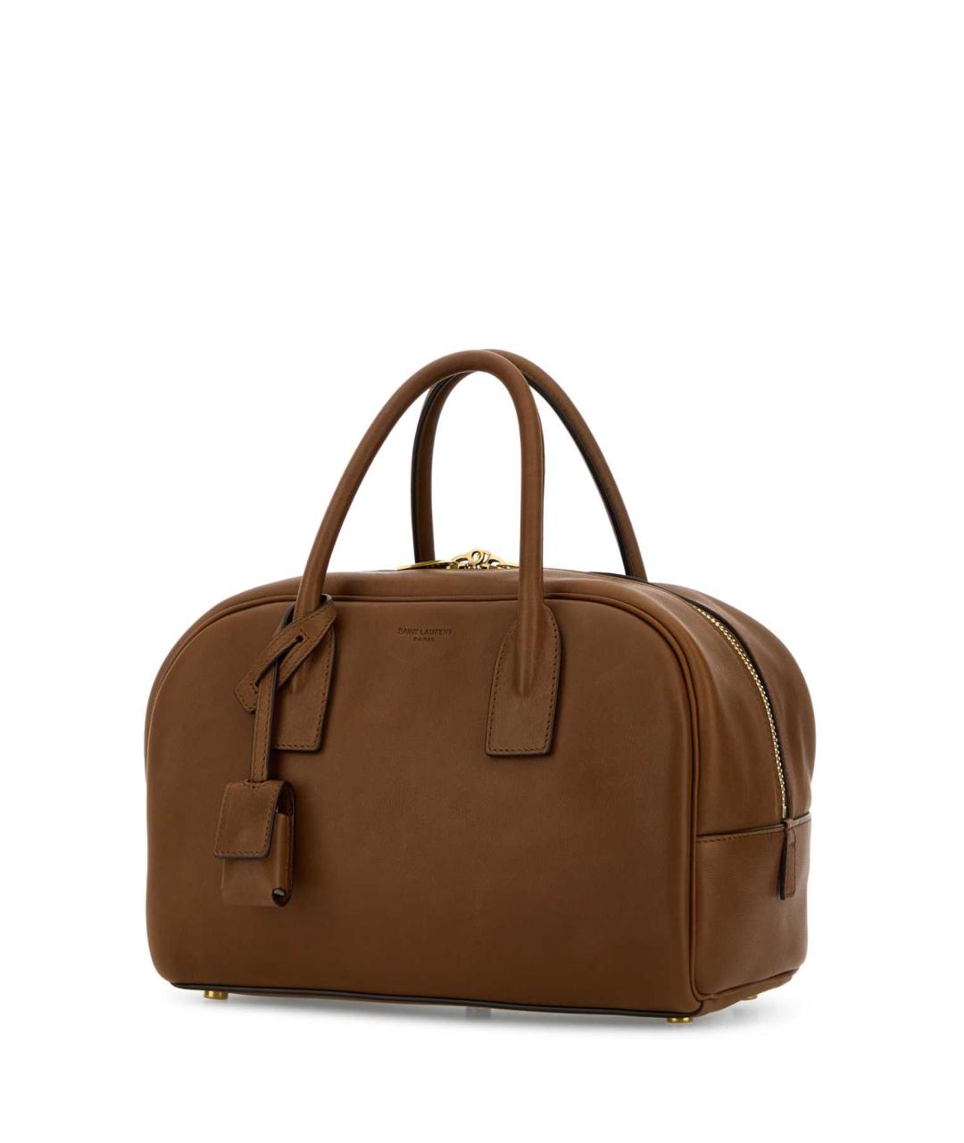 SAINT LAURENT Коричневая кожаная сумка тоут, фото 2