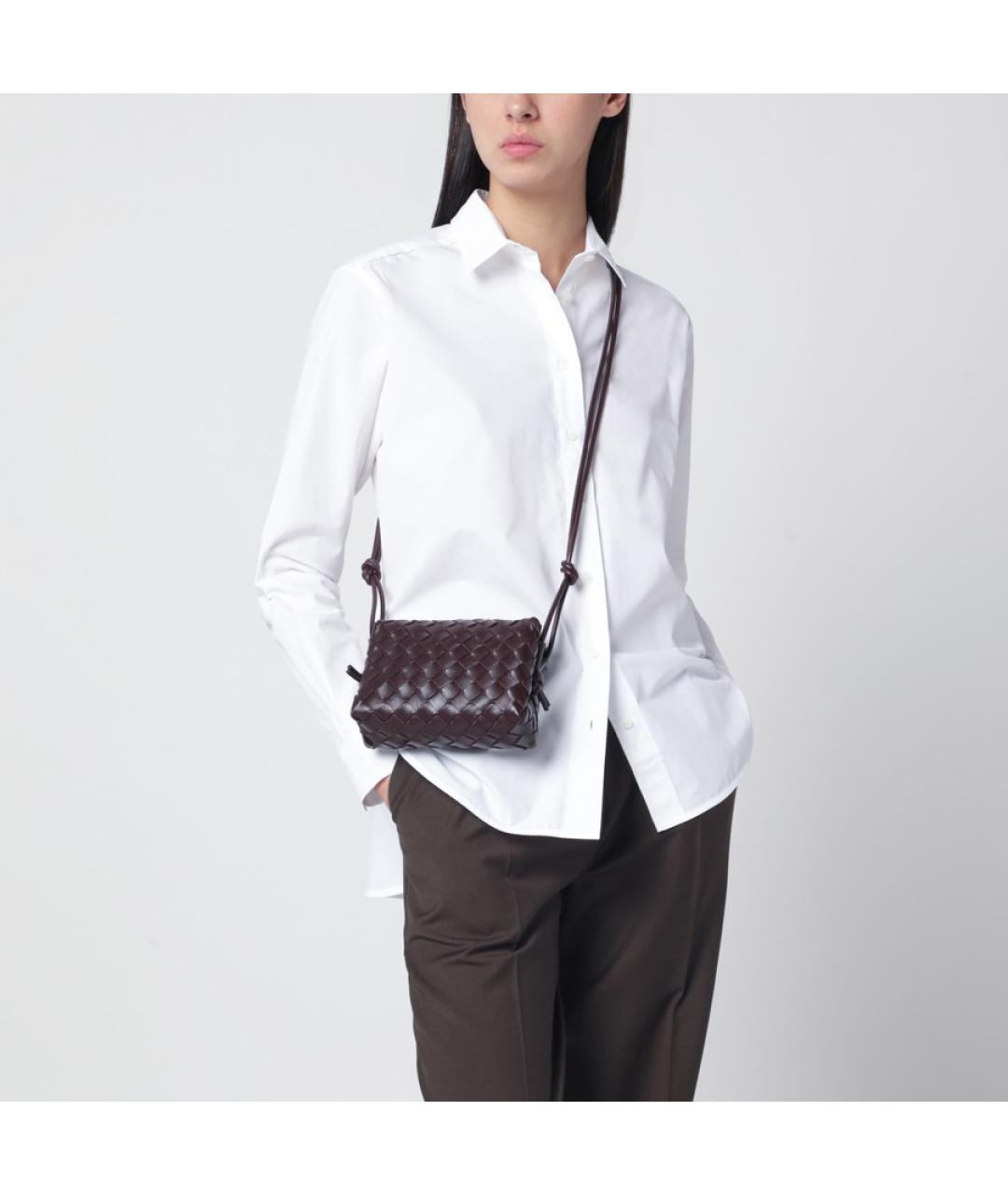 BOTTEGA VENETA Бордовая кожаная сумка через плечо, фото 2