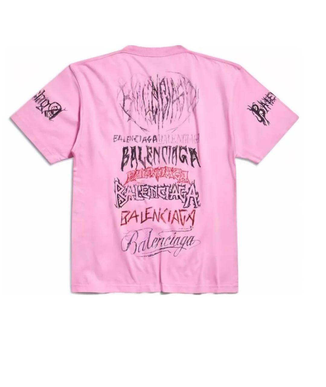 BALENCIAGA Розовая хлопковая футболка, фото 2