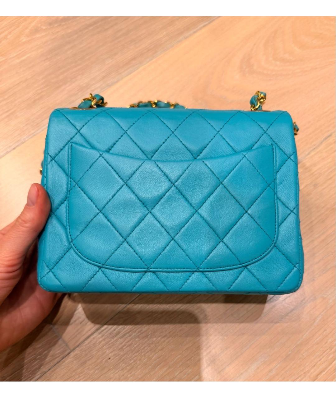 CHANEL Бирюзовая кожаная сумка через плечо, фото 2