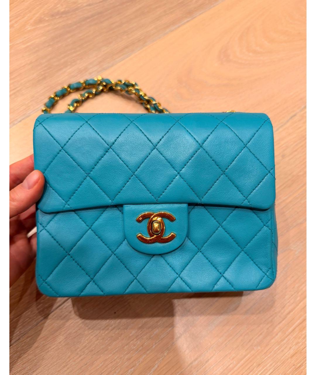 CHANEL Бирюзовая кожаная сумка через плечо, фото 8