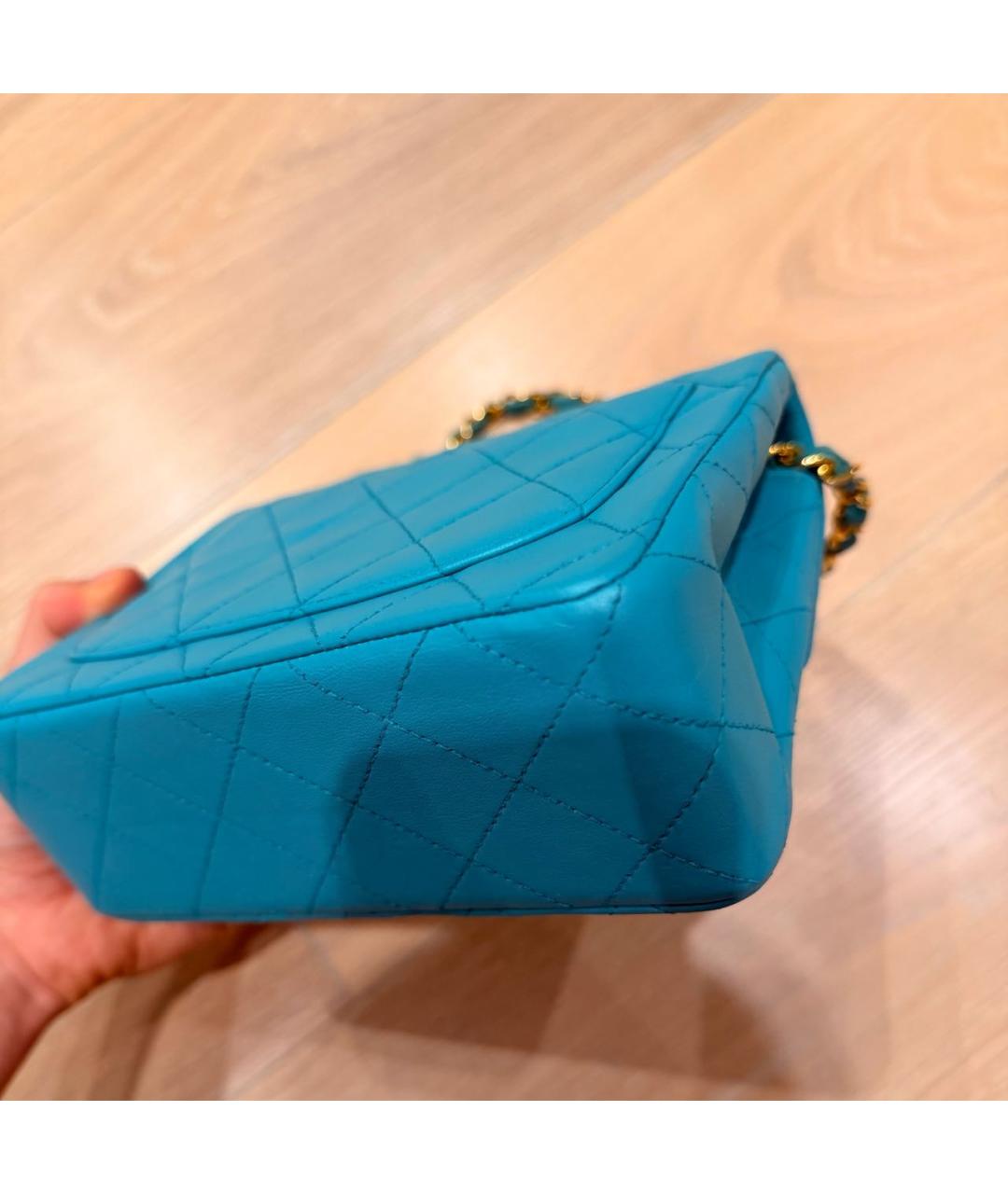 CHANEL Бирюзовая кожаная сумка через плечо, фото 4