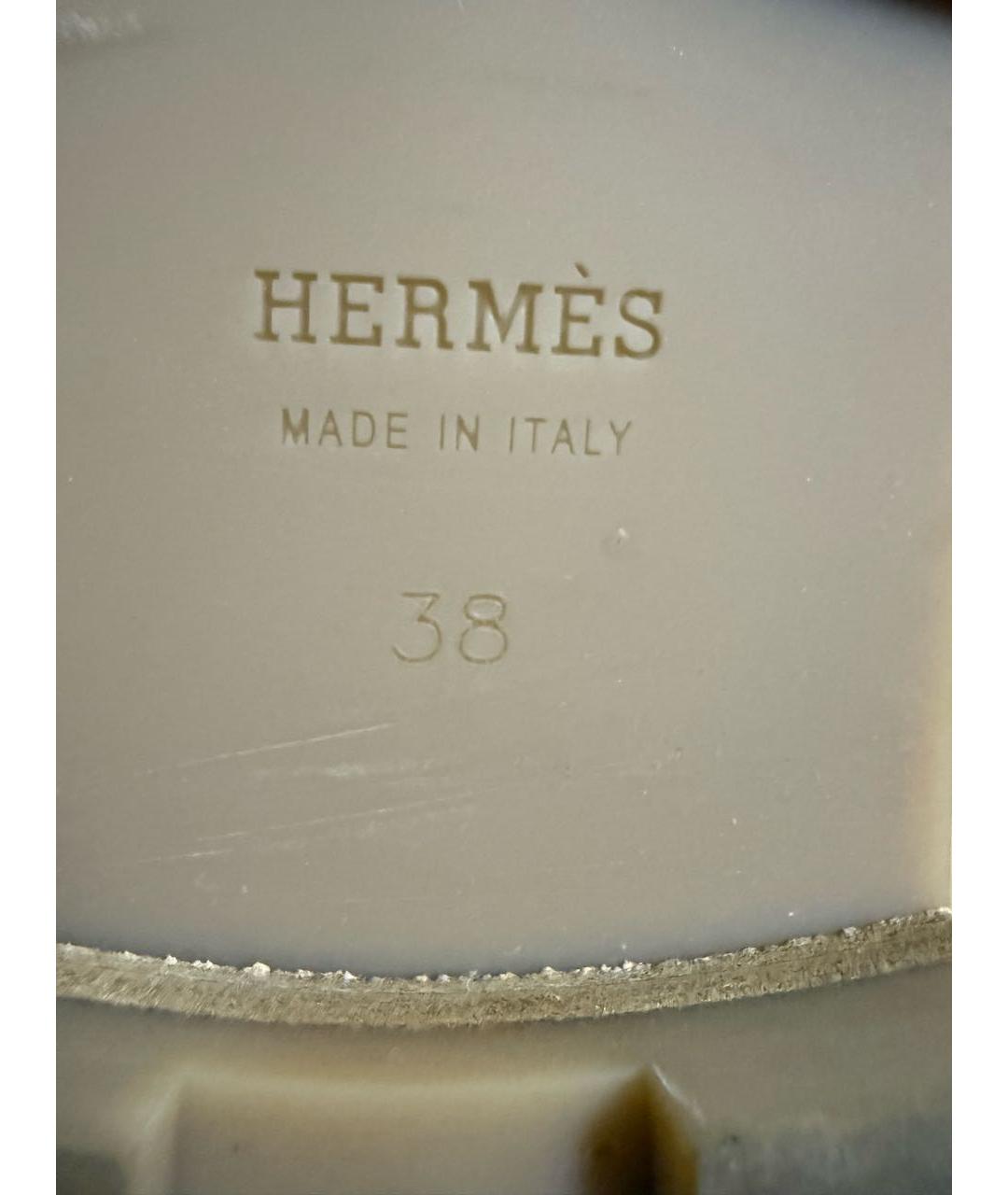 HERMES Бежевые замшевые лоферы, фото 7