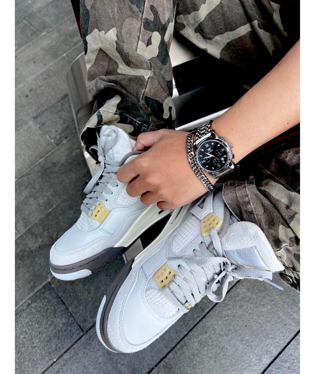 JORDAN Серые кожаные низкие кроссовки / кеды, фото 4