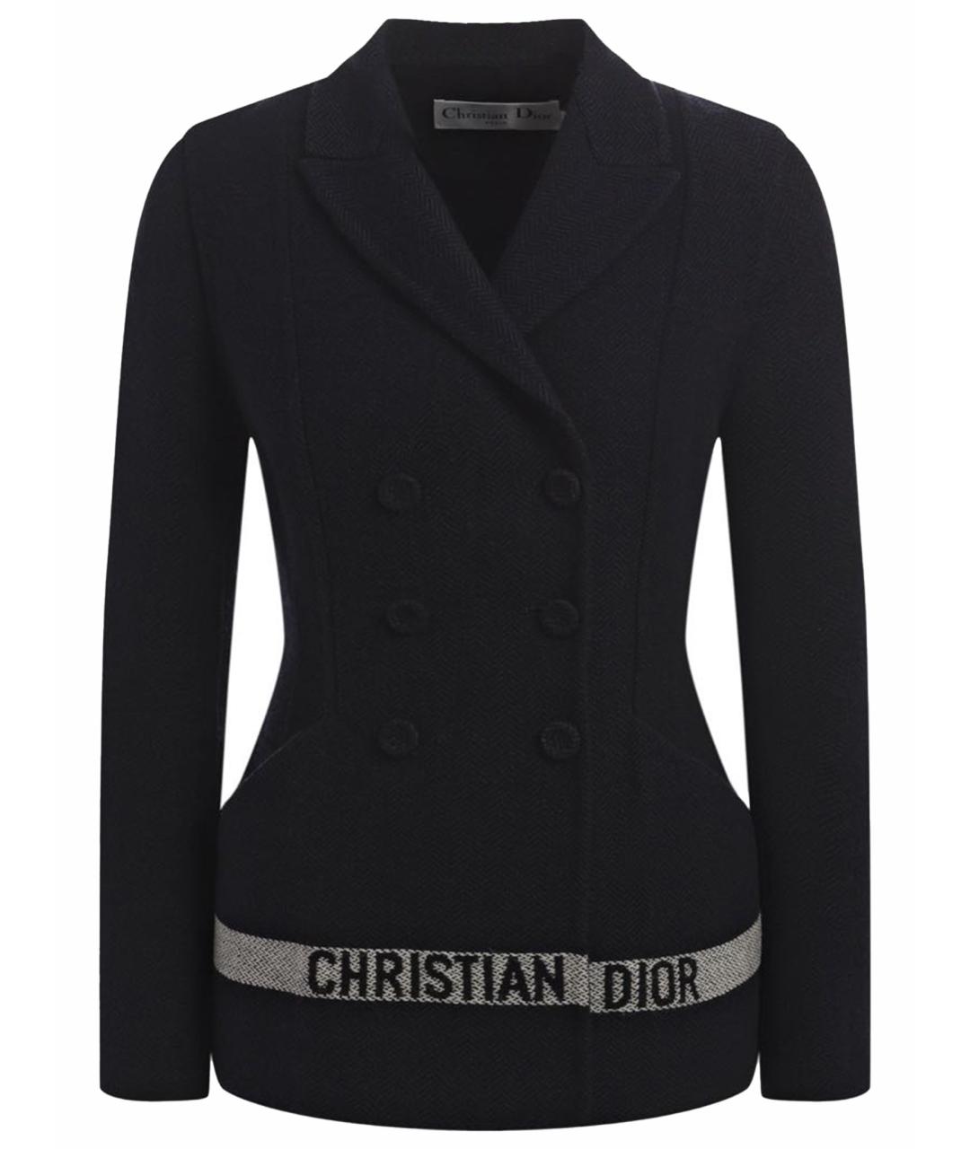 CHRISTIAN DIOR Темно-синий шерстяной жакет/пиджак, фото 1
