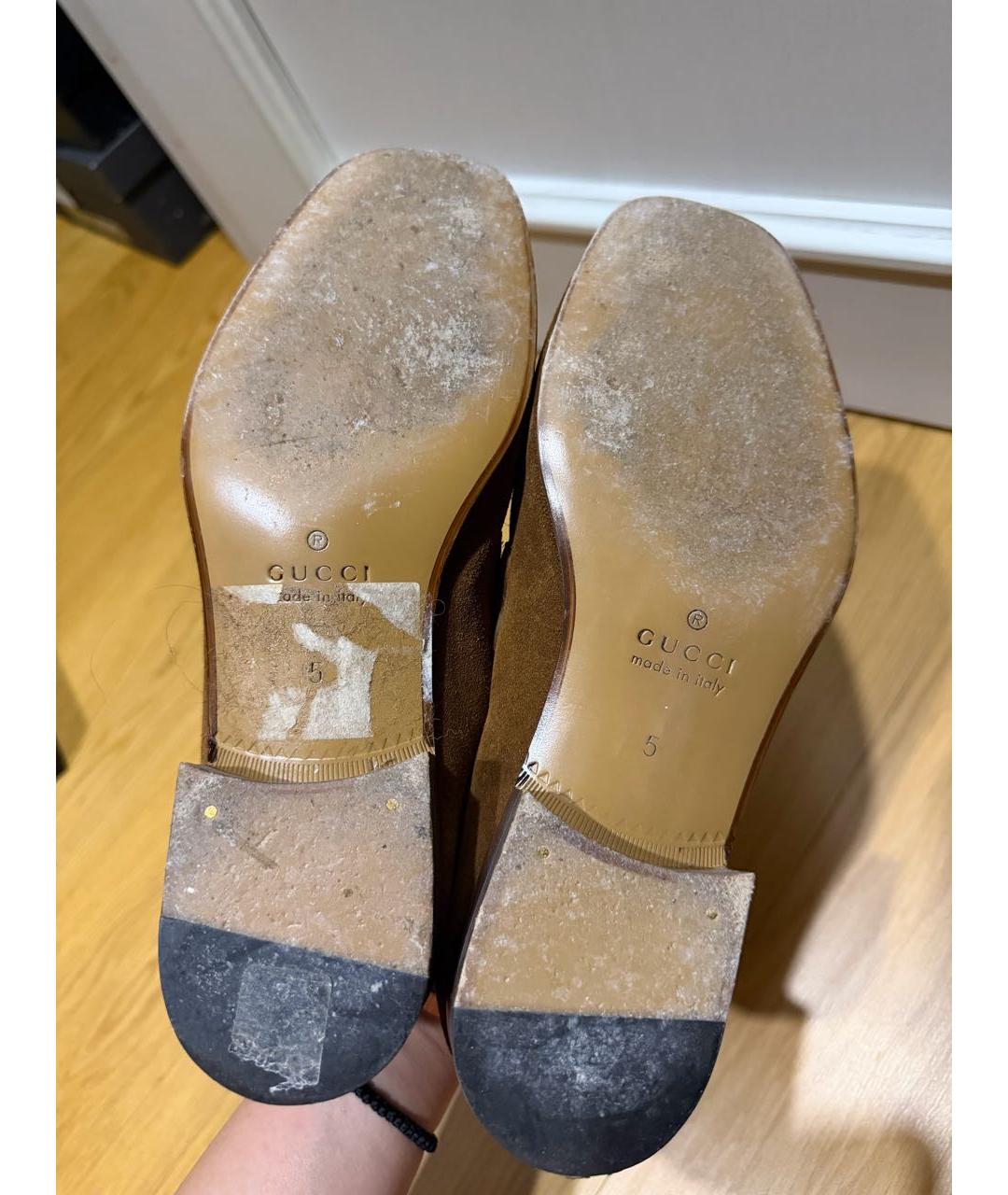 GUCCI Коричневые замшевые лоферы, фото 5