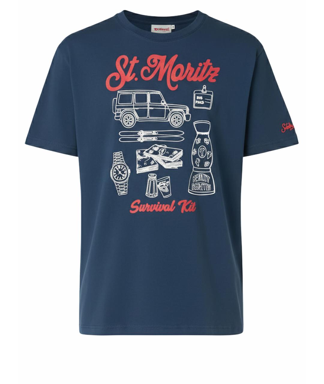 MC2 SAINT BARTH Темно-синяя хлопковая футболка, фото 1