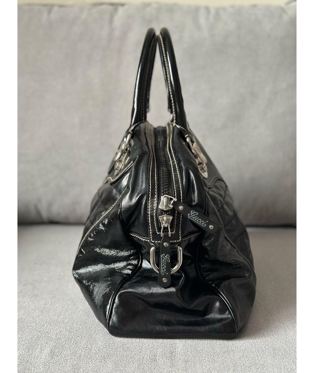 GUCCI Черная сумка с короткими ручками из лакированной кожи, фото 5