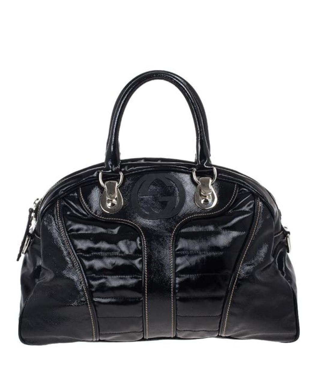 GUCCI Черная сумка с короткими ручками из лакированной кожи, фото 9