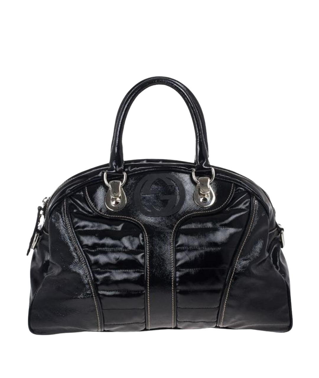 GUCCI Черная сумка с короткими ручками из лакированной кожи, фото 1