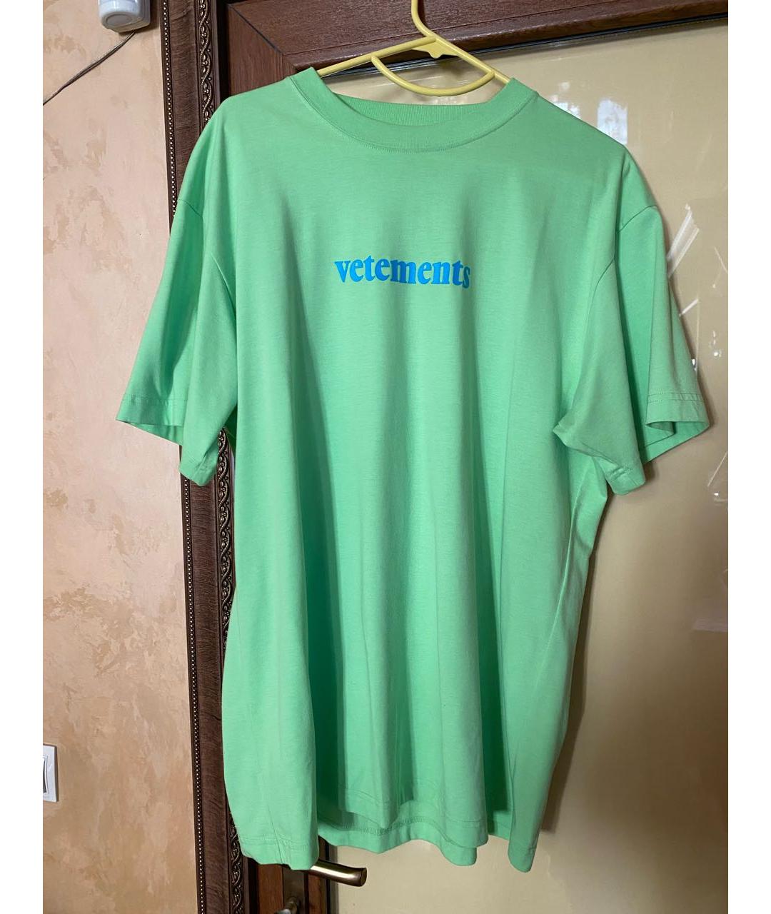 VETEMENTS Салатовая хлопковая футболка, фото 5