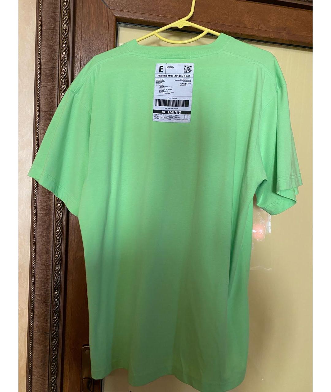 VETEMENTS Салатовая хлопковая футболка, фото 2