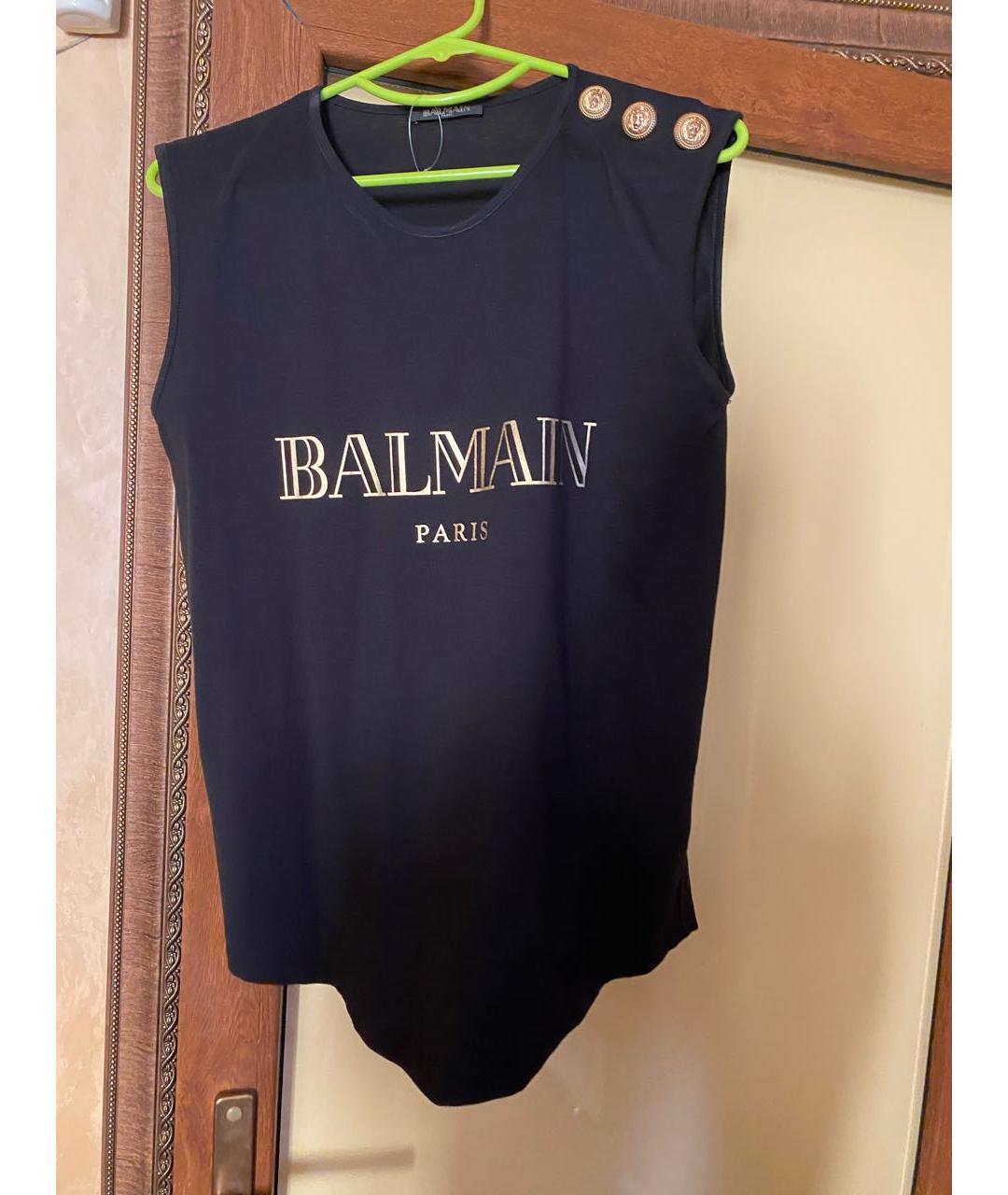 BALMAIN Черная хлопковая майка, фото 5