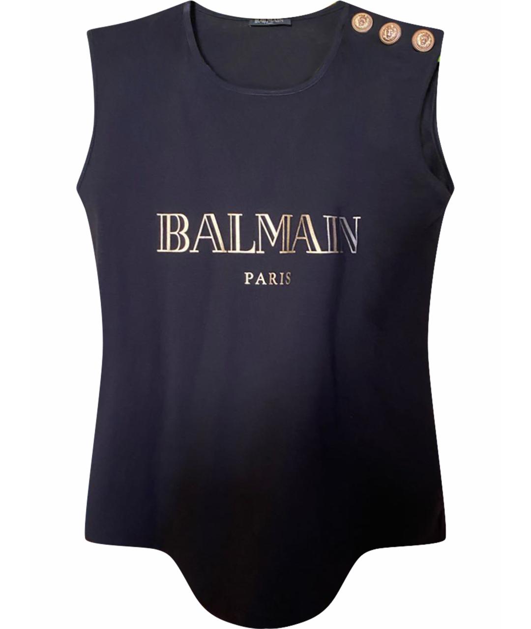 BALMAIN Черная хлопковая майка, фото 1