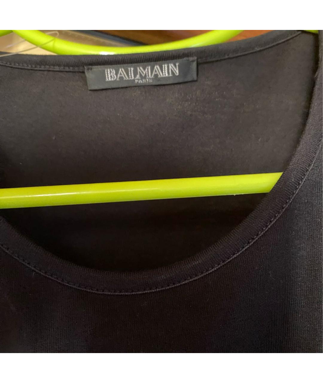 BALMAIN Черная хлопковая майка, фото 3
